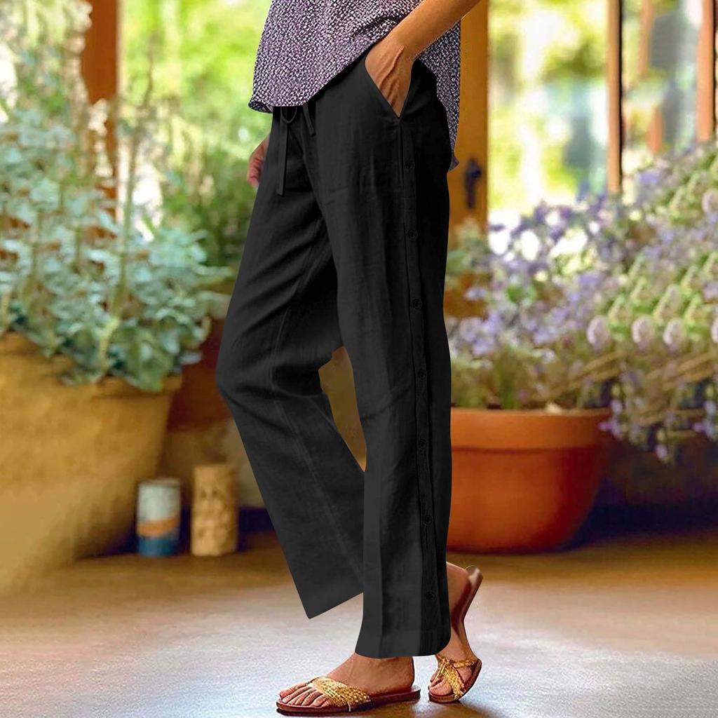 Women's Casual And Fashionable Color Loose Pants With Pocketes