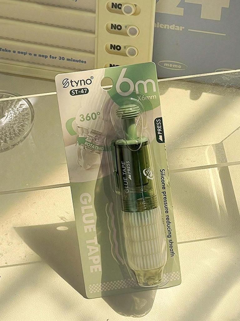 1pc 360° High Viscosity Rotating Press Gel Pen, Refillable, Large Capacity Dual-Sided Adhesive, Ins Style, For Students Back To School