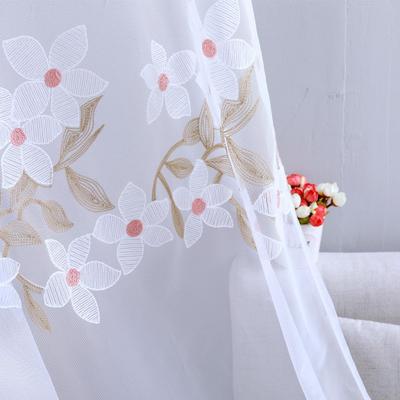 1ks Ťahaná skladaná páska Kvetina vyšívaný štýl Okenný panel Tyl Záves Bytový textil Dekor do obývačky Séria Nuan