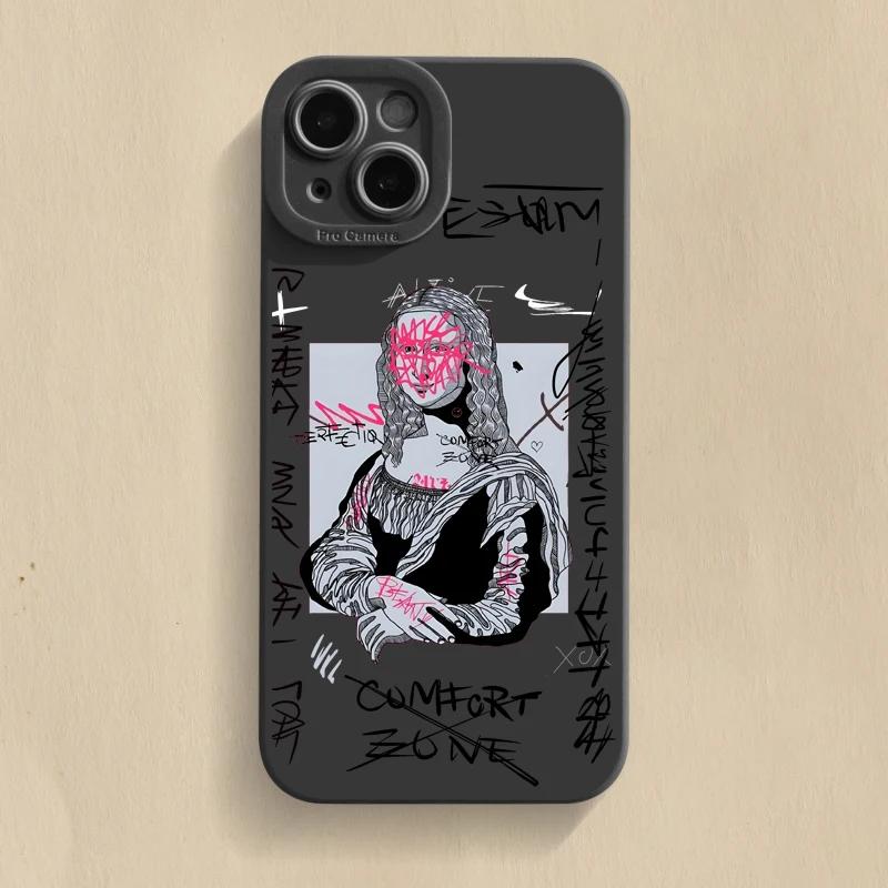 Graffiti Great Art Aesthetic David Mona Lisa Soft Phone Case For iPhone 15 14 13 12 11 16 Pro Max XR X XS 7 8 15 Plus SE Cover