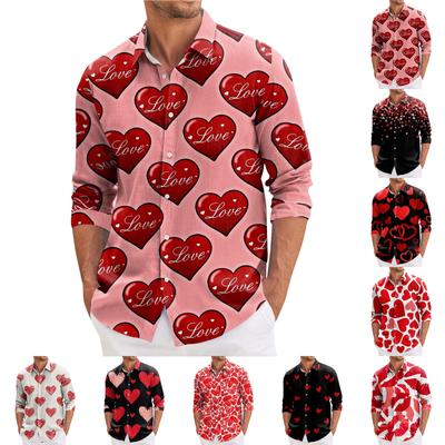 Camisa masculina de manga comprida estampada solta casual primavera