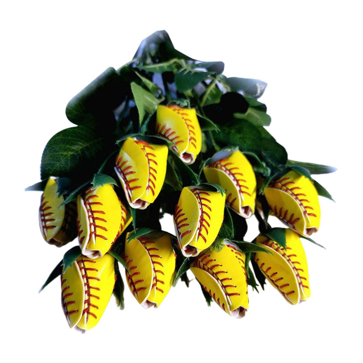 

Спортивный мяч, роза, искусственная кожа, бейсбольный цветок, софтбол, баскетбол, волейбол, футбол, искусственный цветок, подарок для любителей спорта с мячом 1pc