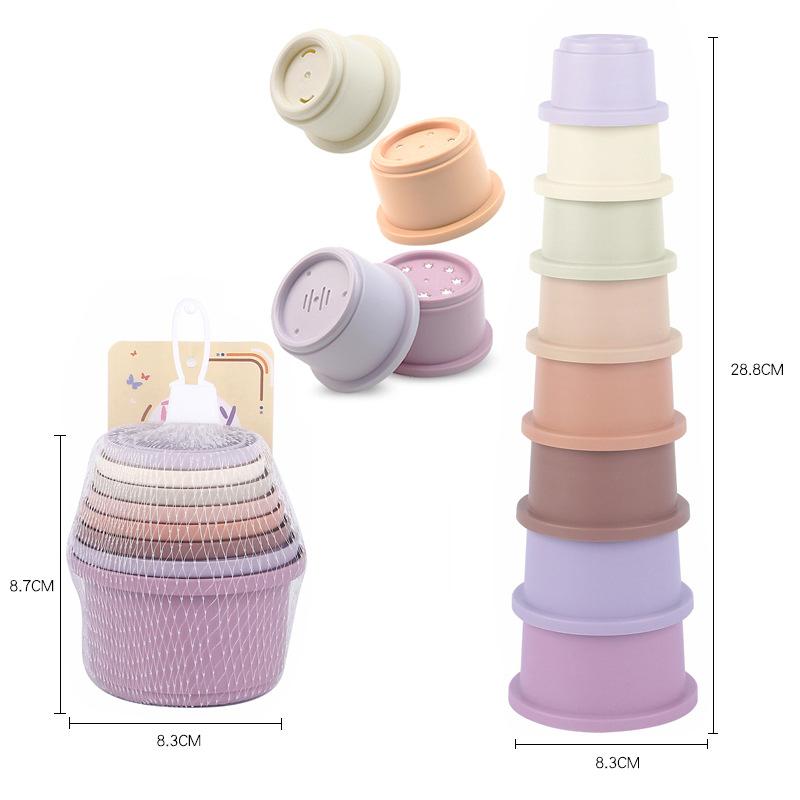 8pcs Set Rabbit&Hamster Snack Cups Stacking Cups Toy Mixed Color Plastic Nested Cups for Recognition Bath Play