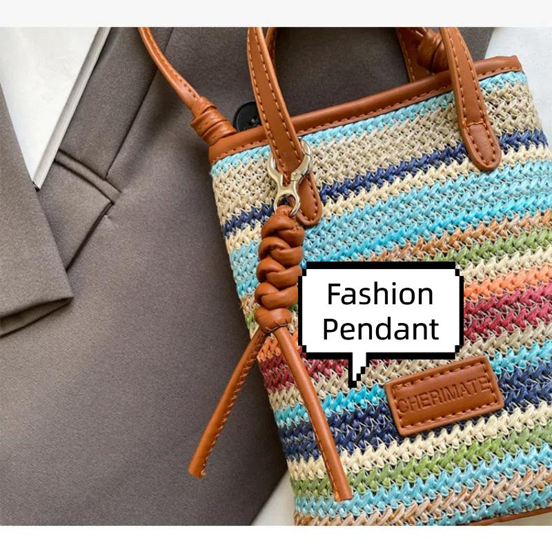 Fashion Portable Striped Women Crossbody Bags Straw Large Capacity Beach Bag Shoulder Bags Ladies Casual Clutch Purse