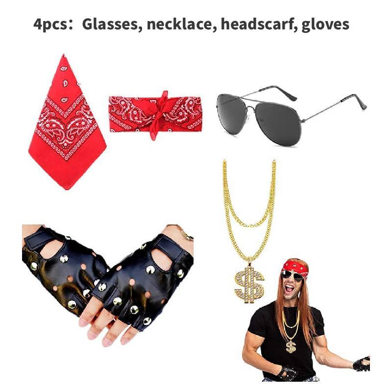Kostium Cosplay Heavy Metal Rock z Okularami Przeciwsłonecznymi Dla Dorosłych i Dzieci