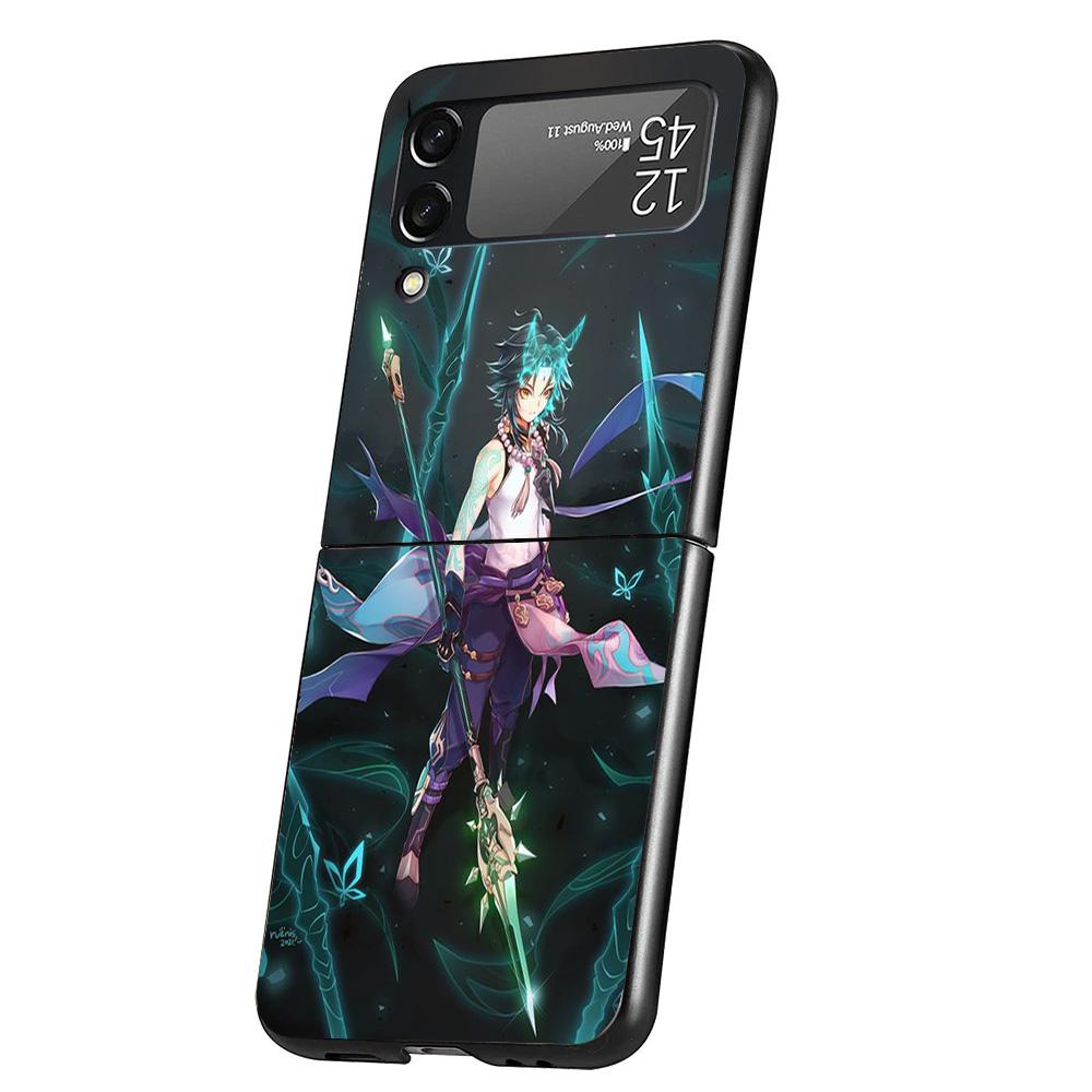 Xiao Genshin Impact Cover Phone Case For Samsung Galaxy Z Flip 7 6 5 4 3 5G Flip7 Flip6 Flip5 Flip4 Flip3 Black Fundas Shell Gal