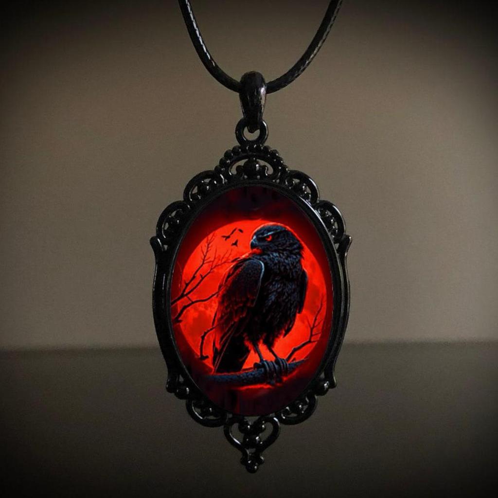 Pendant Retro Gothic Crow Cross Witch Halloween Ornament Necklace