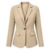 Women's Business Casual Loose Fit Solid Color Lapel Collar Front Button Long Sleeve Blazer Jacket Suitable for Office and Daily Wear