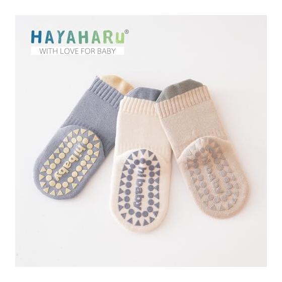 [HAYAHARU] Baby Socks, Winter Warm Baby Socks, Room Socks, Cold Protection, Anti-Slip, Thick, Cotton, Soft and Comfortable, Cute, Baby Gift, 3-Pair