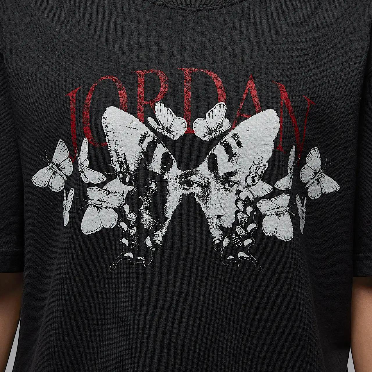 

Jordan Logo Oversized Drop Shoulder T-Shirt Women tops Gray Black IB7032-045 M