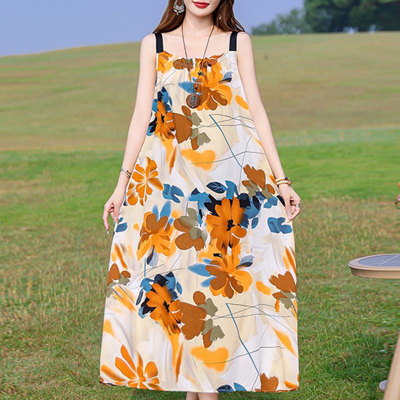 Elegant Women's Long Dresses Summer Vintage Clothes Casual Summer Dress