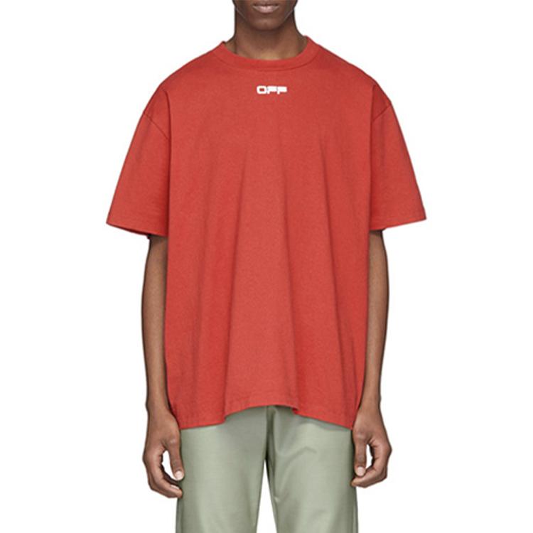 Off-White SS20 Airport Tape Arrow Print Short Sleeve T-Shirt Men Tops Red OMAA038S201850032088