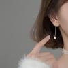 Beixi Silverware S925 Sterling Silver Women's Faux Pearl Tassel Ear Studs - High-End, Fashionable, Long Style
