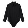 Men‘s One-Piece Casual Bodysuit: Turn-Down Collar Long Sleeve Button Down Solid Color Shirt Top for Daily Wear