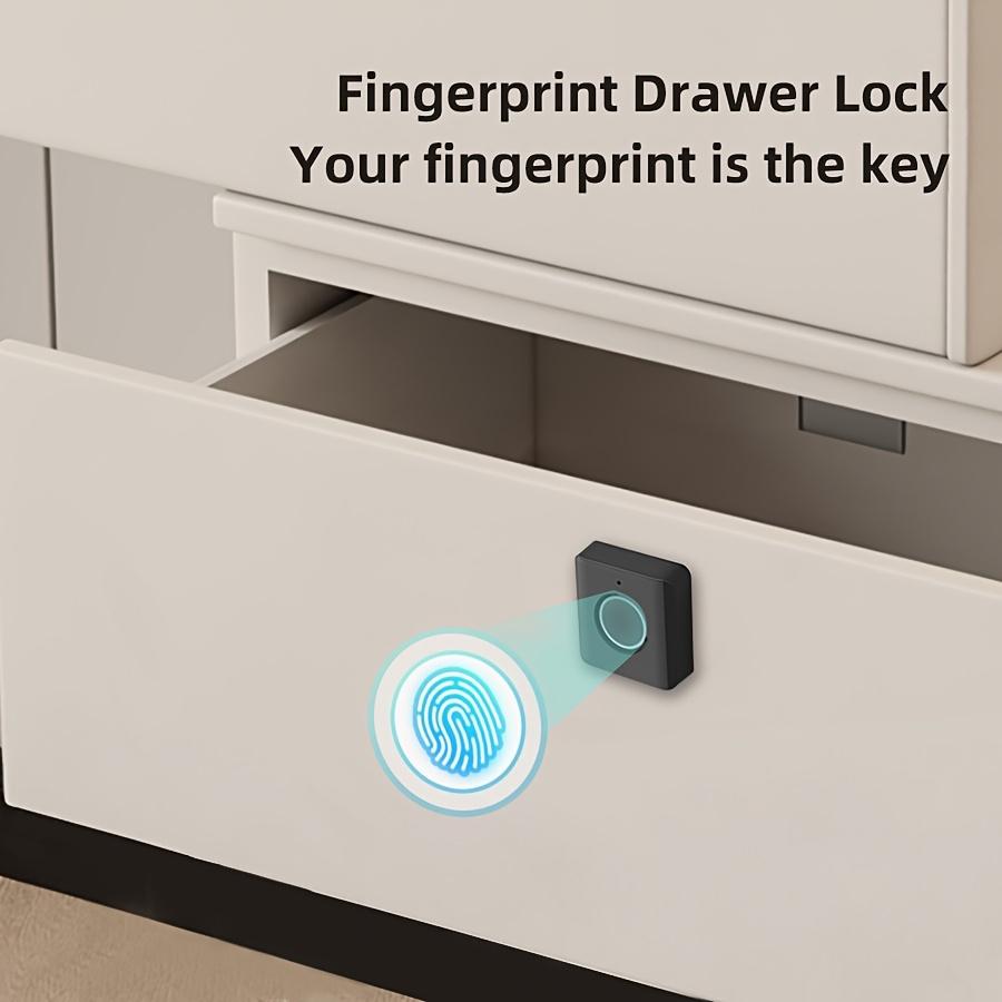 Intelligent Fingerprint Cabinet Lock, One-Button Unlocking,Double Door Cabinet Lock, Compact ABS Fingerprint Drawer Lock - Smart Biometric Security