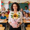 Dia do Professor Crochê Girassol Buquê com Folha de Eucalipto Tricô à Mão Fio Decoração Floral Centro de Mesa para Casa e Escritório Presente para Professor
