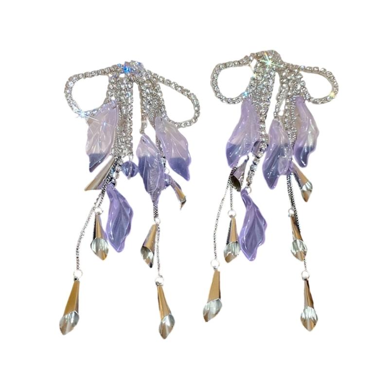 

Luxury Crystal Drop Earrings Butterfly Bowknot Floral Petal Design Women Fashion Statement Jewelry Accessories