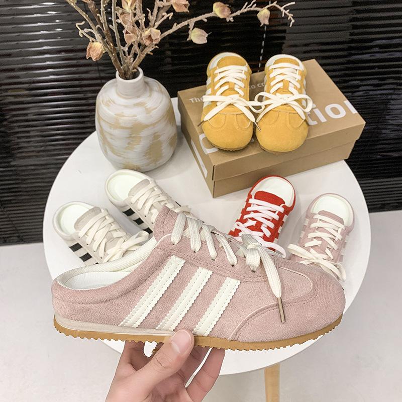 

Popular bag head half slippers women s summer wear 2025 new heelless red moral training shoes lazy one pedal sandals 35