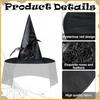 Witch Broom and Witch Hat Set Halloween Witch Cosplay Set Pointed Witch Hats Witch Broomstick Flying Broomstick