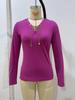 European Slim V-neck Chain Long Sleeve Women's Top - 2025 Collection