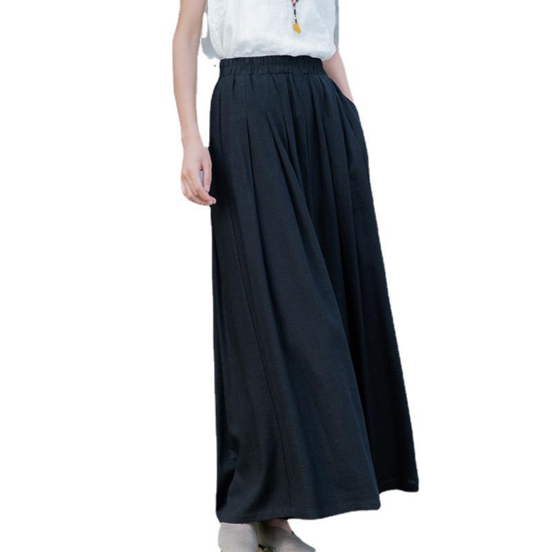 Women's Lightweight Cotton-Linen Wide-Leg Pants for Yoga and Meditation