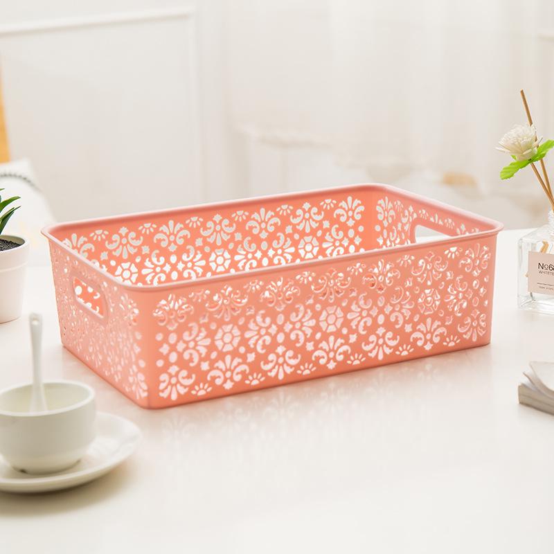 

Rectangular Plastic Storage Basket for Desktop, Snacks, and Bathroom Cosmetics Small without Lid