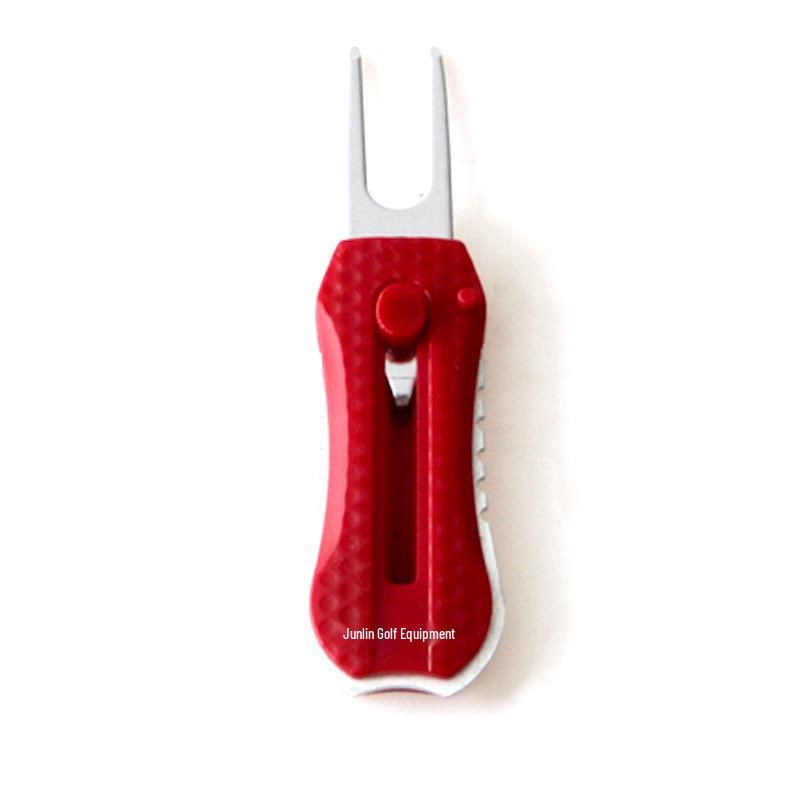 Spring-Loaded Golf Divot Repair Tool with Detachable Magnetic Marker
