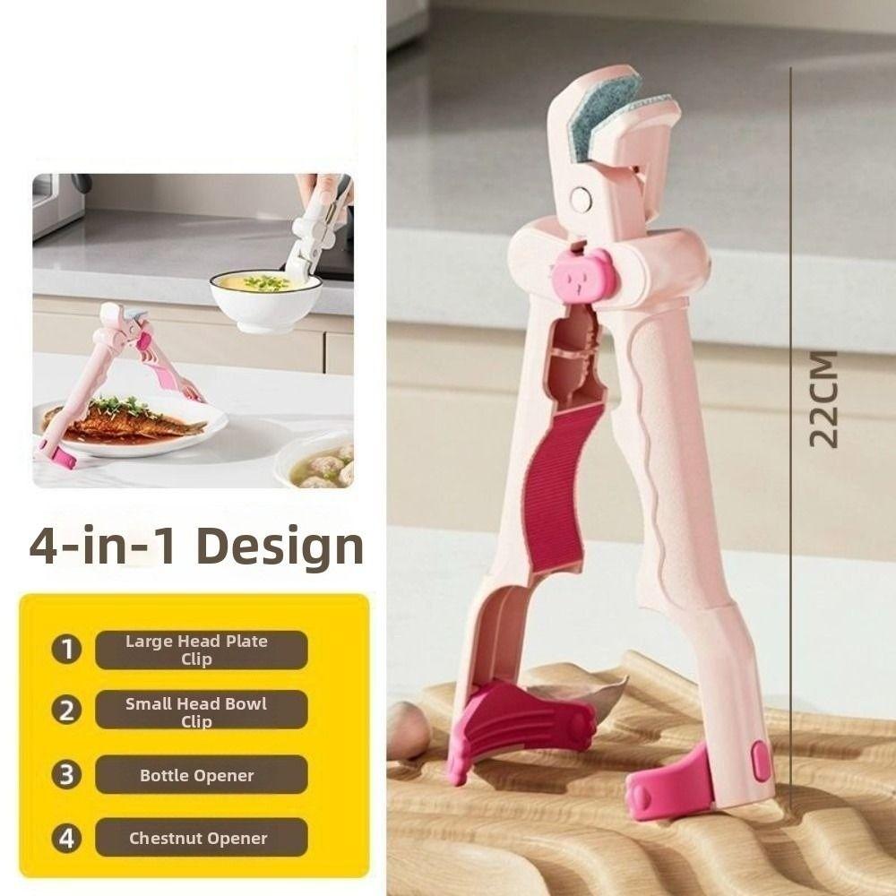 Silicone Handle Anti-hot Bowl Plate Clips 3in1 Hot Bowl Gripper Bottle Cap Remover  Household