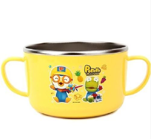 [pororomall] Pororo Large Non-slip Stainless Steel Double-Handle Baby Bowl