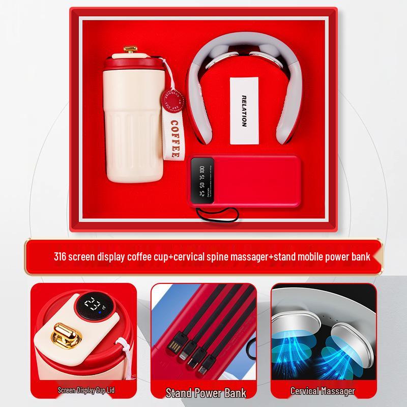 Customized Business Gift Set: Coffee Cup & Power Bank for Company Events