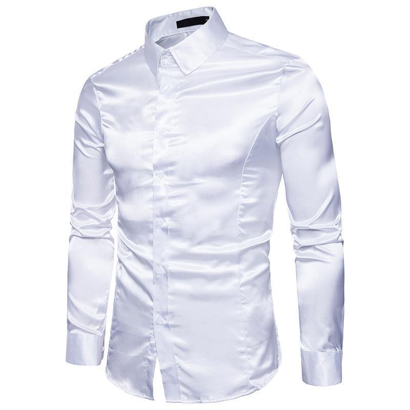 2026 Autumn Men's European Long Sleeve Shiny Casual Shirt