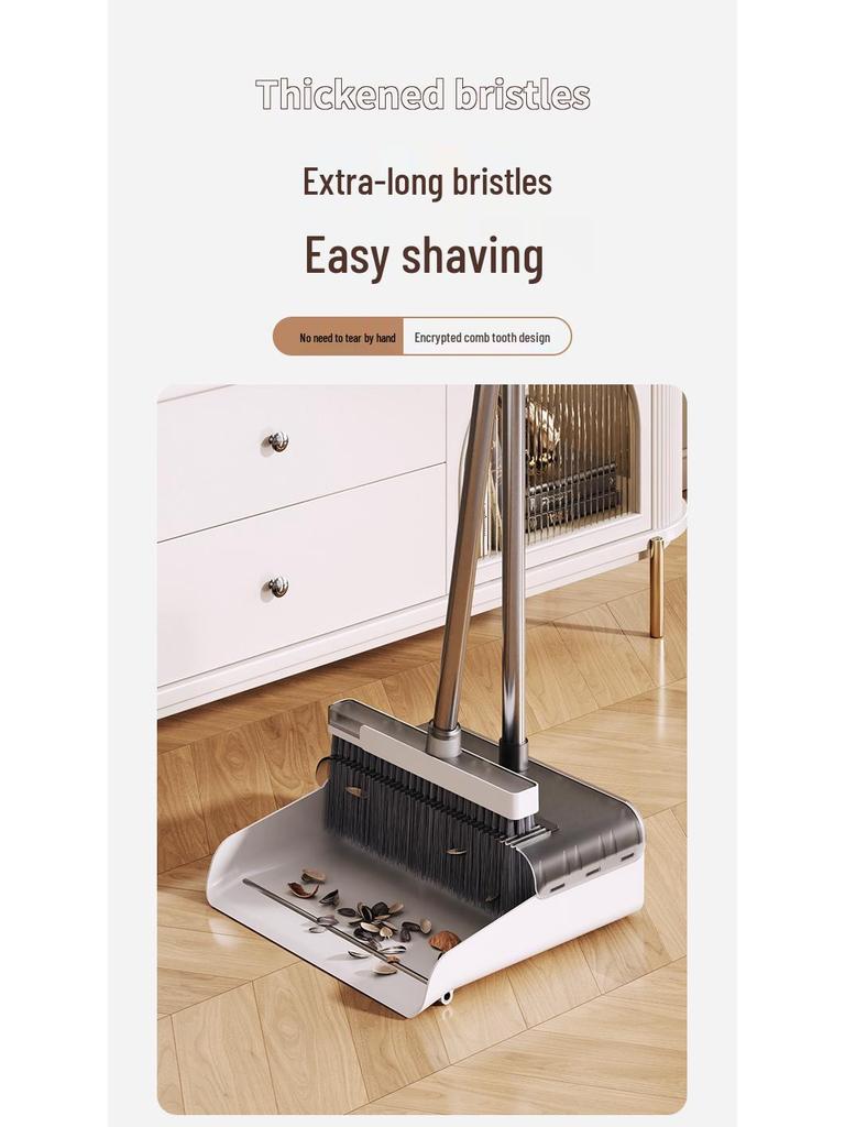 Foldable Rotating Broom & Dustpan Set with Non-Stick Hair and Soft Bristles for Living Room