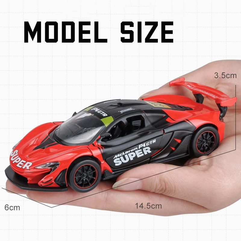 1/31 Mclaren P1 GTR Alloy Car Model Light & Sound Effect Diecast Car Toys for Boys Birthday Gift Toys Car Collection