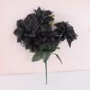 Cross-border Christmas 5-Fork Velvet Artificial Flower Bouquet - Green Plant Bonsai Christmas Decoration