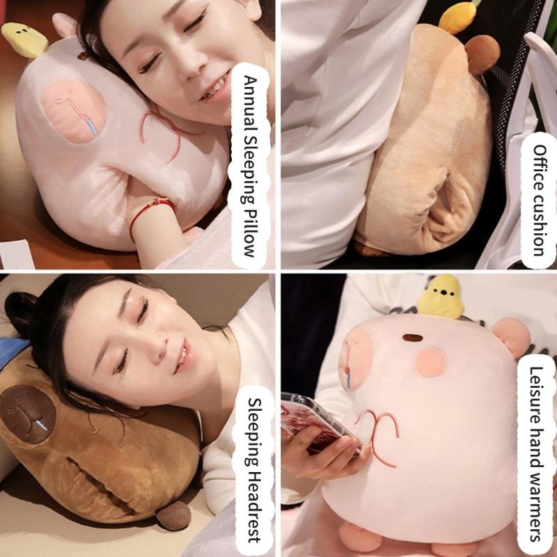 MultiFunctional Cartoon Capybara Pillow Blanket Combo Soft Cotton Throw  Chair Cushions for Kids Teens and Adults