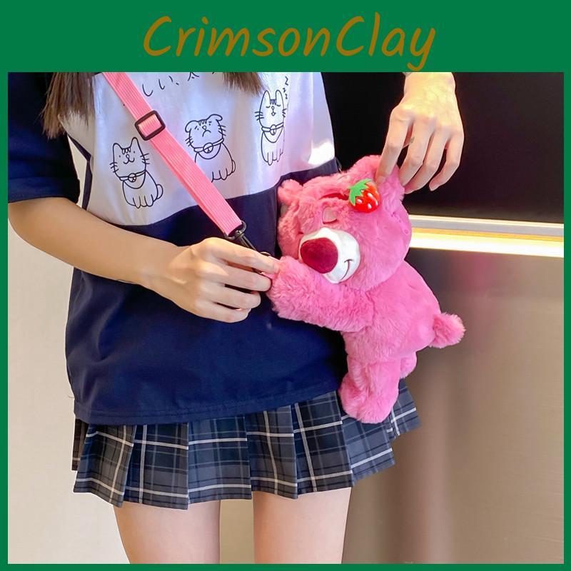 Lotso Cartoon Cute Crossbody Bag Adorable Plush Toy Girls Child Fun Accessory