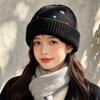Autumn and Winter Cute Bear Embroidery Cute Warm Knitted Hat Travel Windproof Face Small Wool Hat
