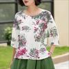 ZANZEA Women Casual Round Neck Summer 3/4 Sleeve Loose Print Blouse