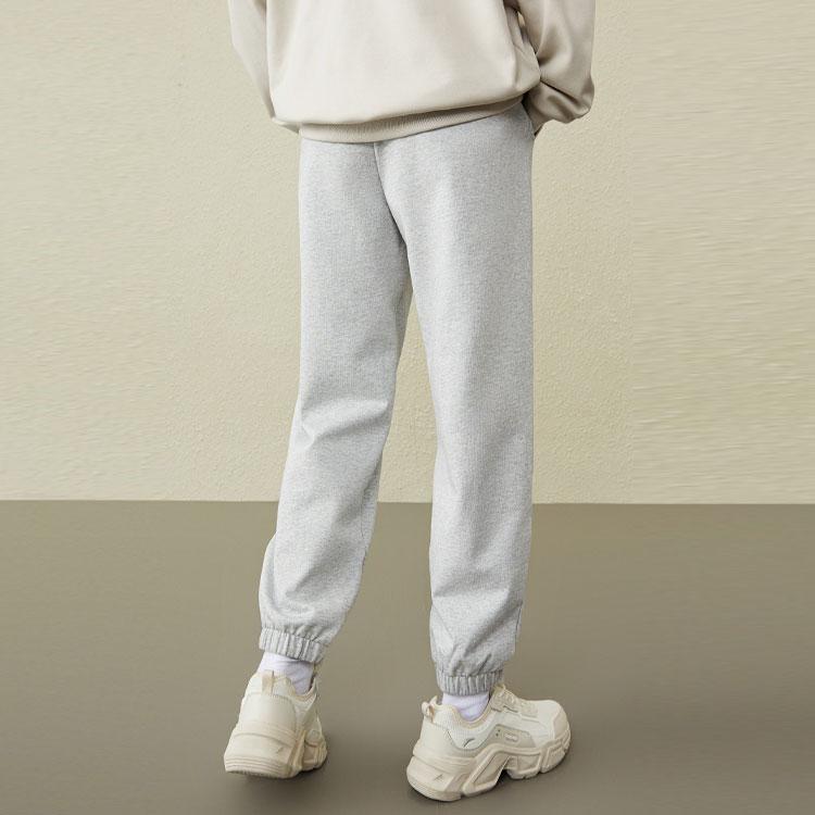 Anta Sports Thickened Fleece Cuffed Warm Casual Pants Women Bottoms Gray 162248302N-3