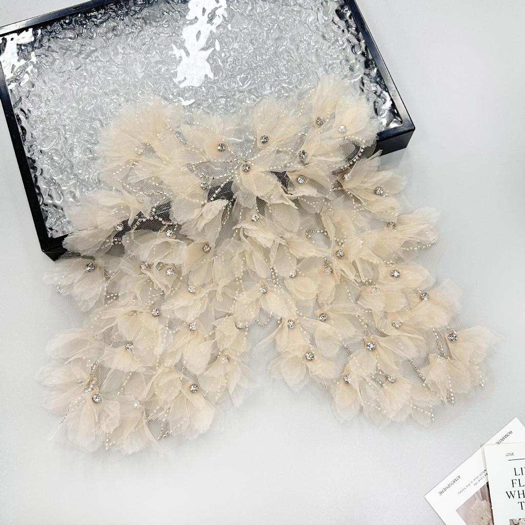 Exquisite Beaded Rhinestone Chiffon Flower Decorative Cloth Sticker Clothing Dress Wedding Dress Suspender Accessories Front Collar Cloth Sticker