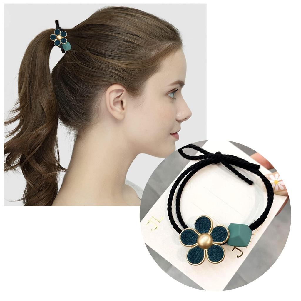 Melodio 5Pcs Hair Ties, Hair Bands Flower, Hair Holder, Rubber Band, Headband, Ring Rubber, Eternal Flower, Hair Accessories for Women & Girls