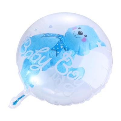Birthday Gender Reveal Transparent Foil Baby Boy Girl 4D Globos Party Supplies Bear Balloons
