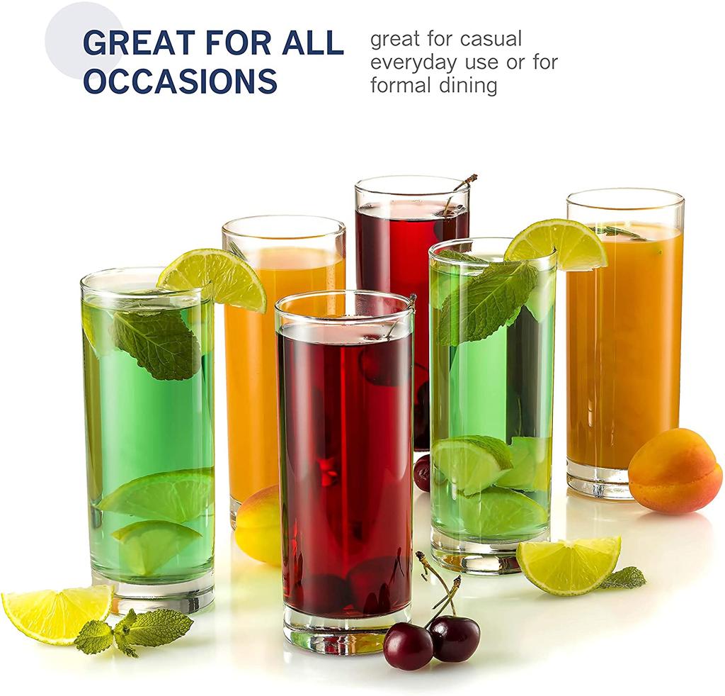 Clear Whiskey Glass Heavy Base Tall Highball Glasses Thick Water Glasses Cups 2pcs Set Modern Drinking Glassware Tumbler Glass