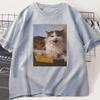 Cat-themed T-shirt for Women, Fun Patterned Short-sleeved Crew Neck T-shirt, Summer Streetwear.aesthetic Clothes Personality Y2K