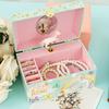 Princess Musical Jewelry Storage Box Decorative Jewelry Organizer Box with Drawer Bracelet Ring Holder Case for Girls Kids Gifts