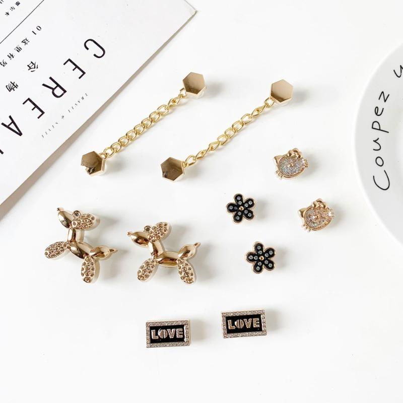 10PCS Shoe Charm for Crocs DIY Advanced Golden Retro Chain Shoe Decoration Buckle for Croc Charms Hole Shoes Accessories