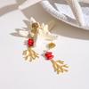 Youthway Freshwater Pearls & Red Onyx  Dangle Earrings Summer Ocean Style Stainless Steel Waterproof Jewelry Accessories