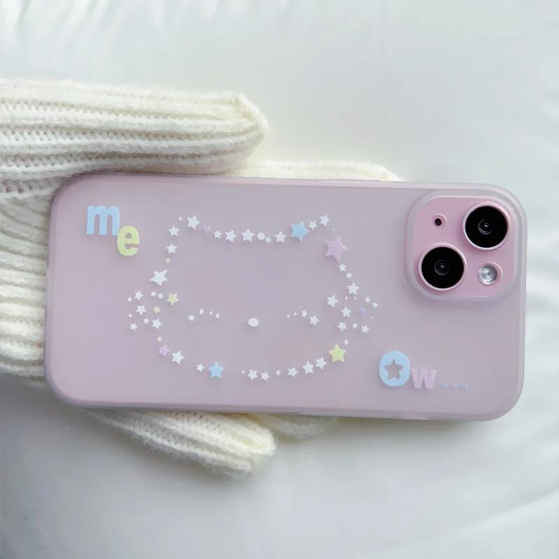 Lovely Korean INS Cat Dolphin Cute Phone Case for iPhone 16 Pro 15 14 13 12 11 Promax Plus Luxury High-end Minimalism Back Cover