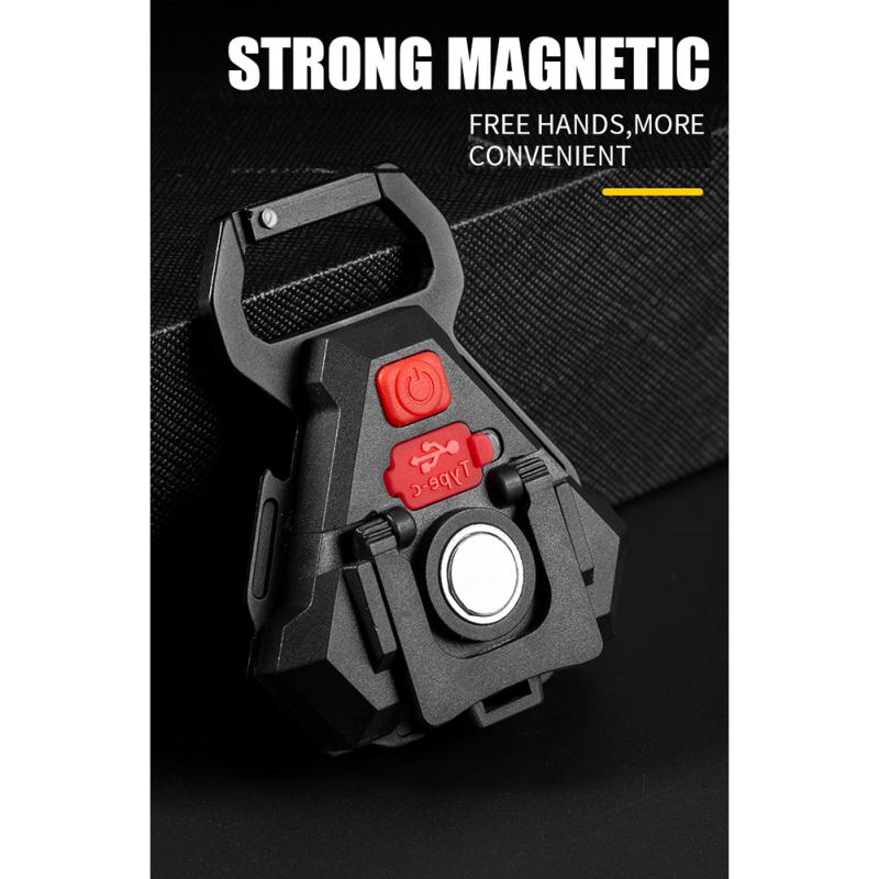 Mini Led Flashlight 7 Modes Portable Ultra-light Usb Rechargeable Keychain Work Light With Strong