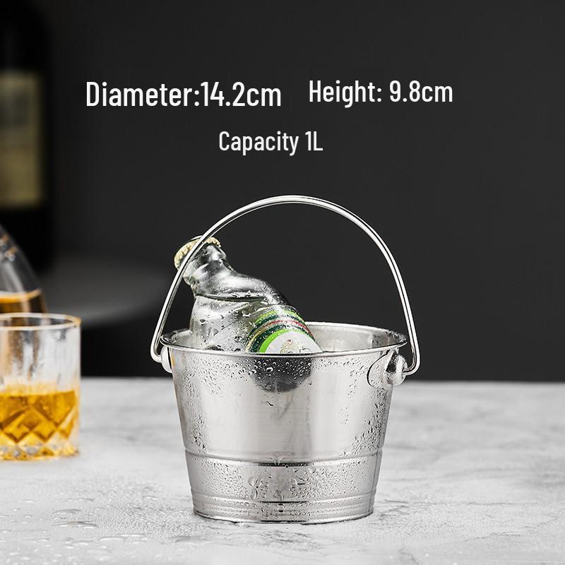 3L Double-Layer Insulated 304 Stainless Steel Ice Bucket with Thickened Handle for Wine & Beer